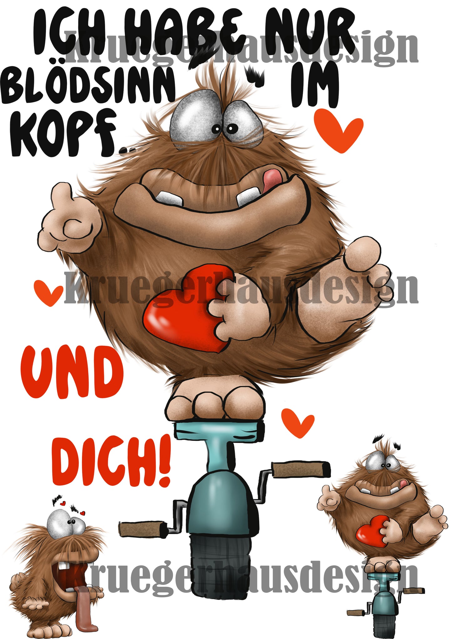 Lustiges Bügelbild DIN A4 Bügelbild - „Ich habe nur Blödsinn im Kopf … und dich!“