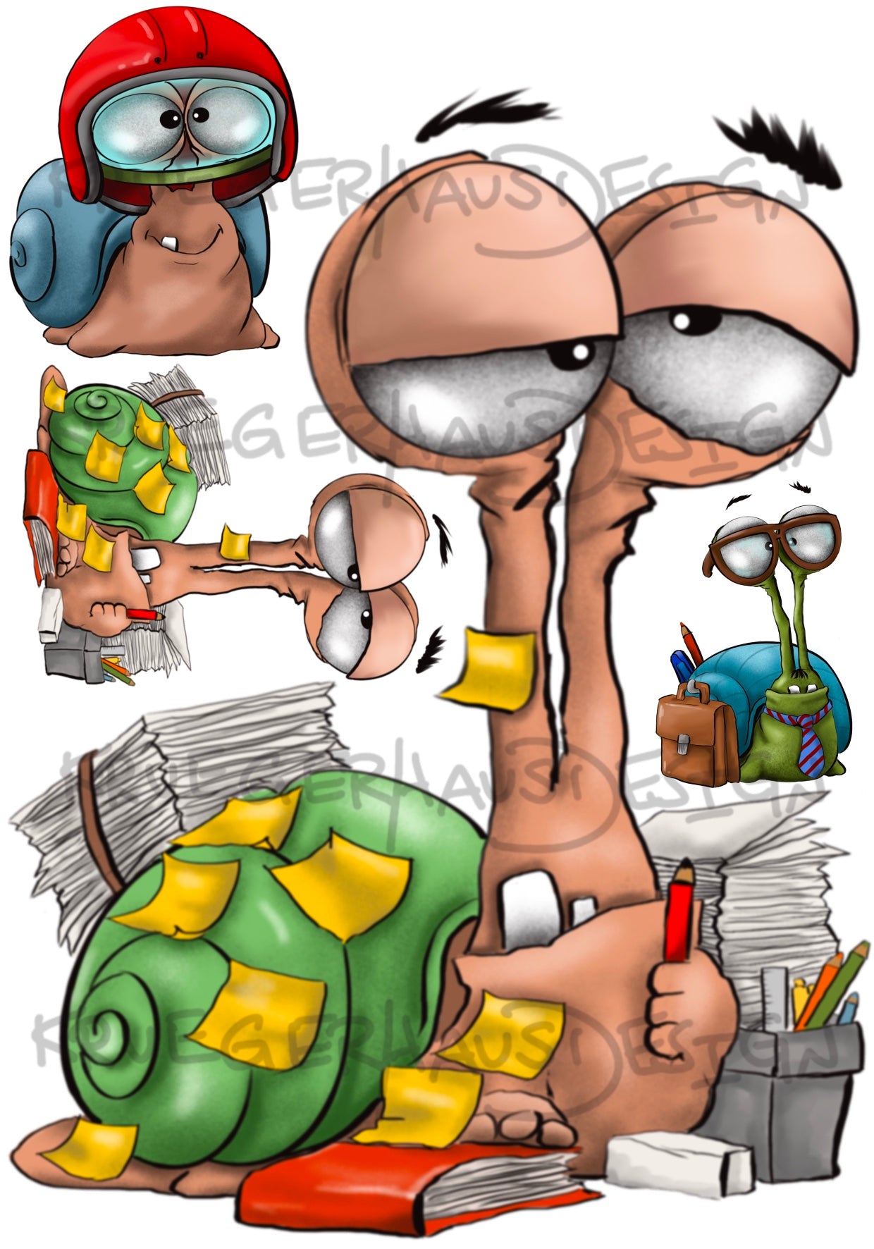 Bürochaos Schnecken Bügelbilder – A4 & A5 Design 4 | 48h Vorbestellung | Versandkostenfrei