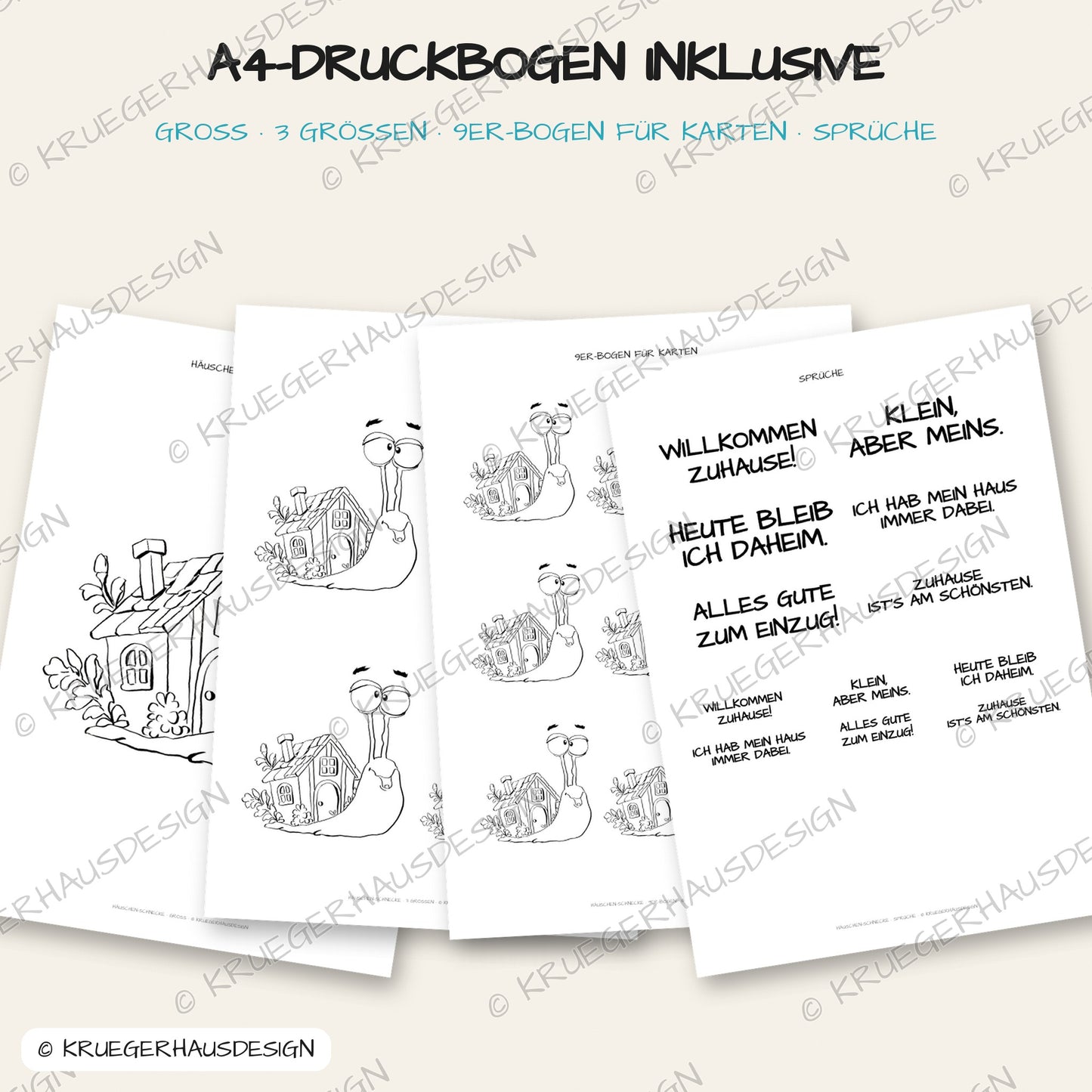 Häuschen-Schnecke – DigiStamp zum Ausdrucken & Ausmalen (Privatlizenz)