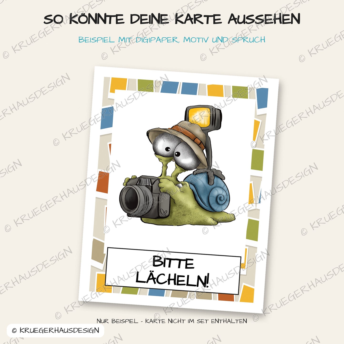 Fotografen-Schnecke – DigiStamp zum Ausdrucken & Ausmalen (Privatlizenz)