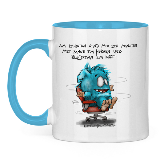 Tasse zweifarbig Am liebsten sind mir die Monster mit Sonne im Herzen und...