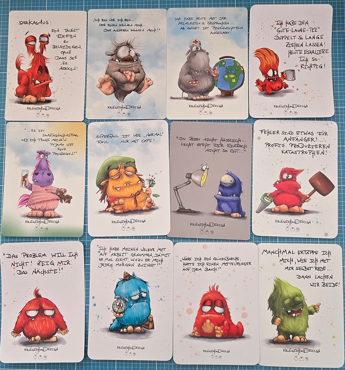 FINAL SALE – 12er Postkarten-Set Monster & Sprüche – nur 10 Sets -Set2
