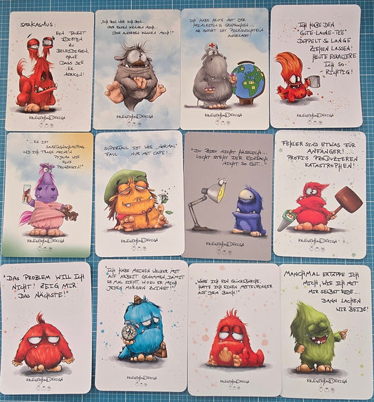 FINAL SALE – 12er Postkarten-Set Monster & Sprüche – nur 10 Sets -Set2