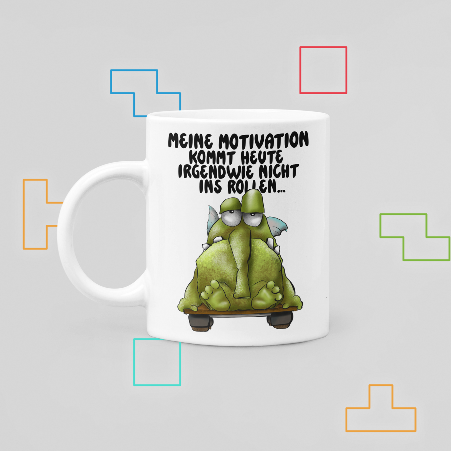 Rüsselbert Tasse „Meine Motivation kommt heute nicht ins Rollen“ – Lustige Monster Tasse