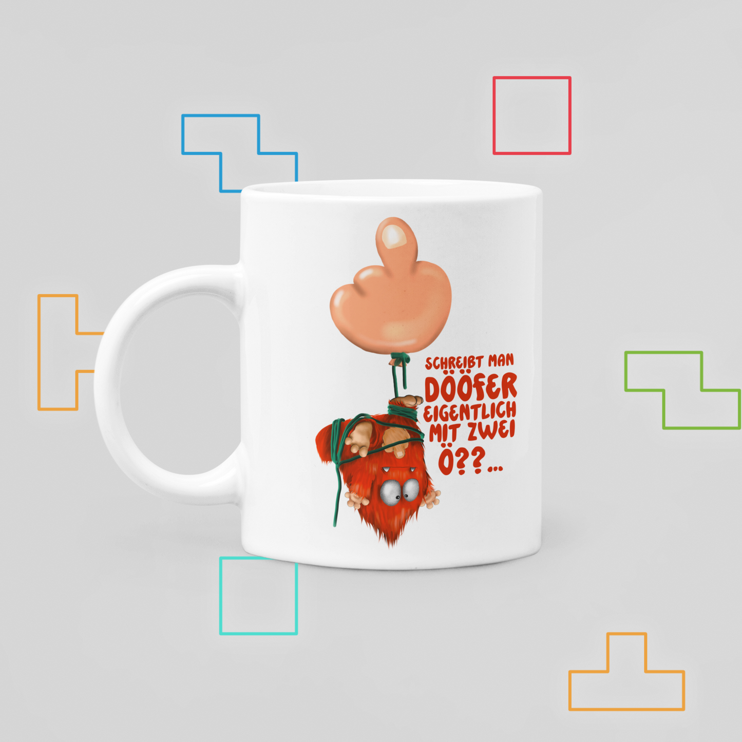 Emil Monster Tasse – Schreibt man Dööfer eigentlich mit zwei O? | Lustige Sarkasmus-Tasse