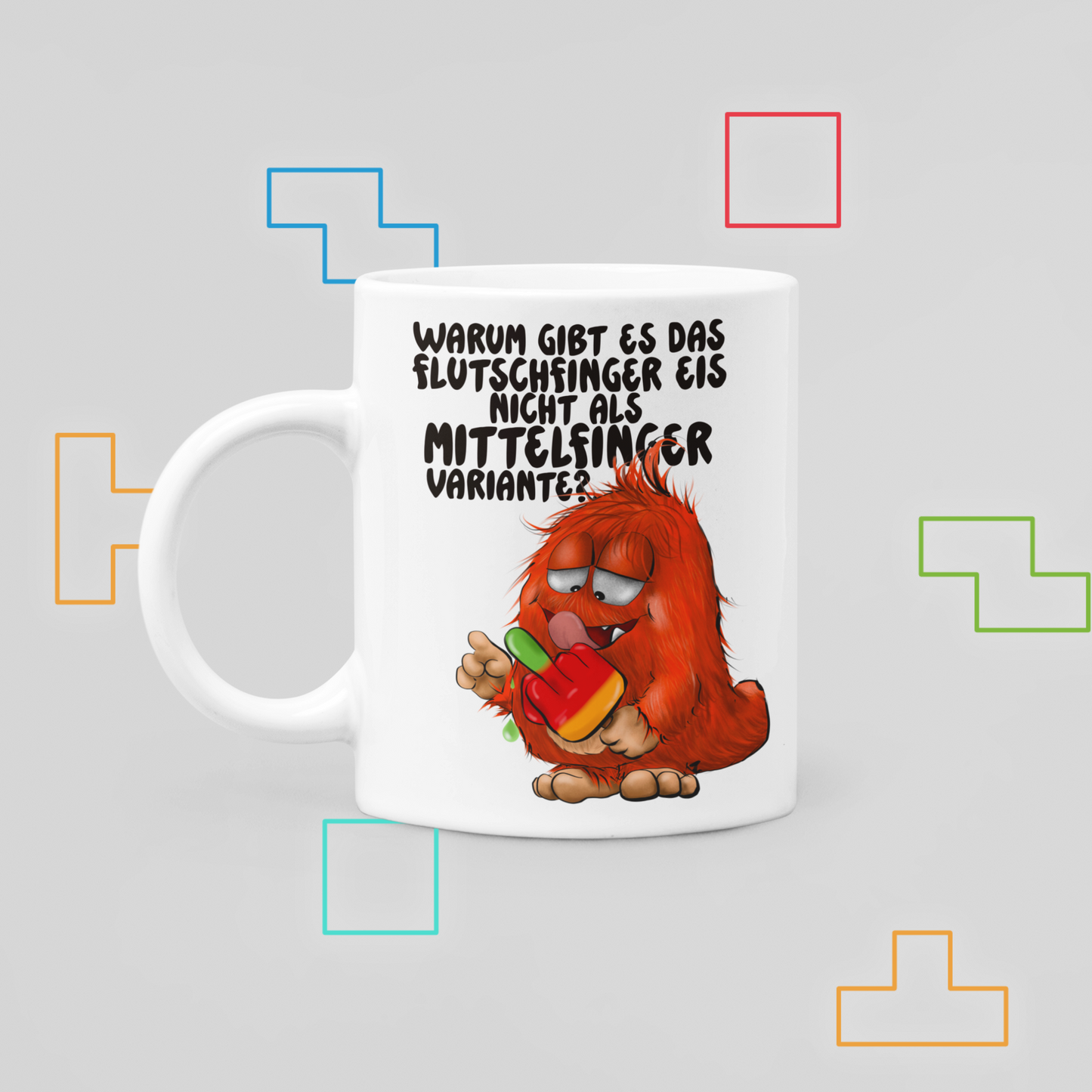 Emil Monster Tasse – Warum gibt es Flutschfinger Eis nicht als Mittelfinger Variante? | Lustige Sarkasmus-Tasse