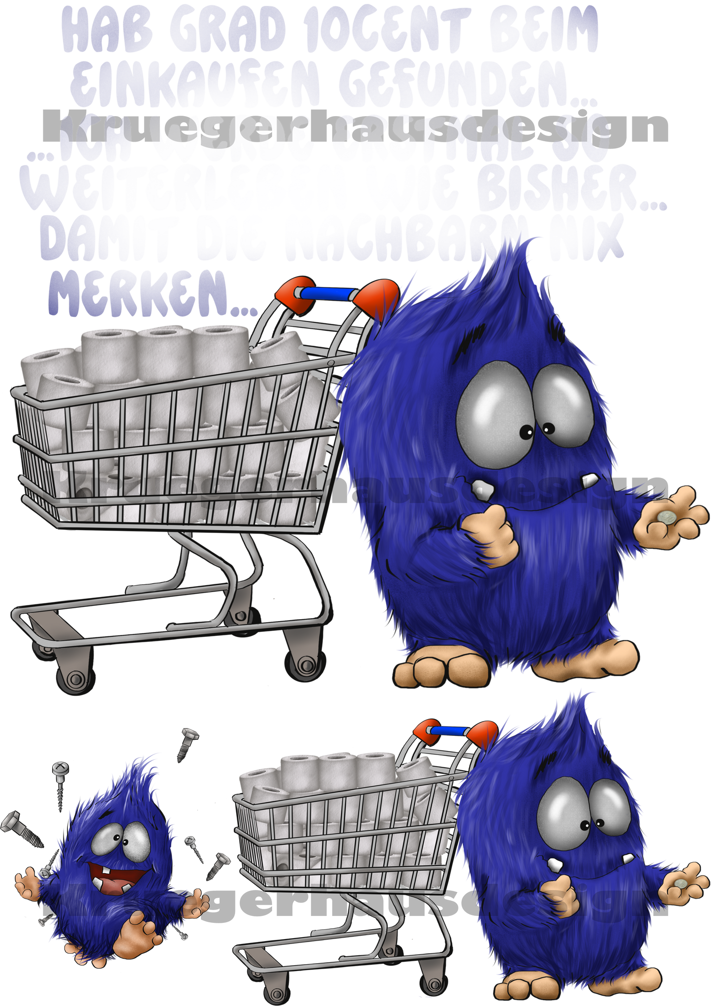 Lustiges Bügelbild „Blue“ Einkaufs Humor DIN A4 – DIY T-Shirt Transferfolie – Klopapier Spruch – Limited April Edition