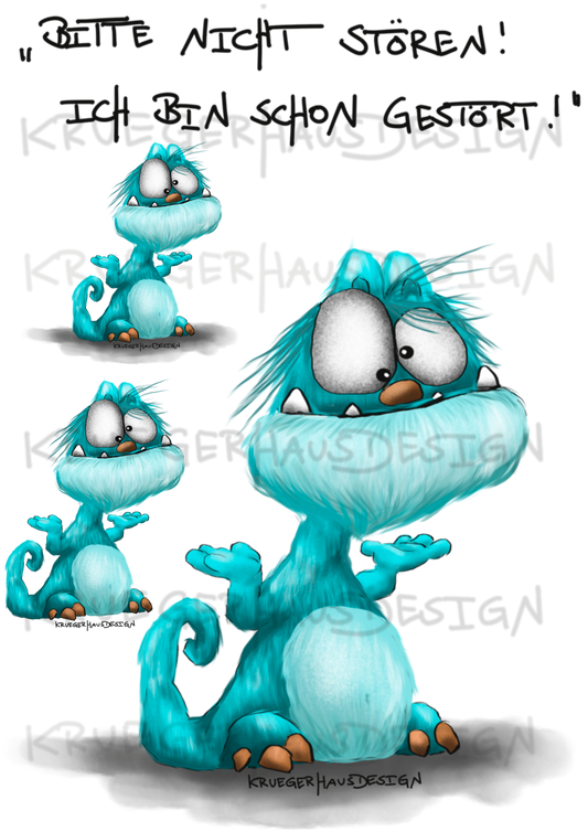 A4 Bügelbild Kruegerhausdesign Monster mit Spruch, Bitte nicht stören!...#127