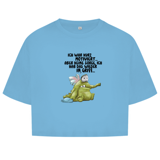 Damen Oversize Crop Top Ich war kurz motiviert... Design 2