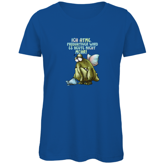Damen Premium Bio T-Shirt Ich atme. Produktiver wird es ... Design 1