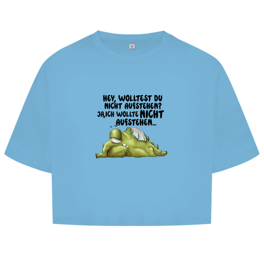 Damen Oversize Crop Top Hey, wolltest du nicht aufstehen? Deisgn 2