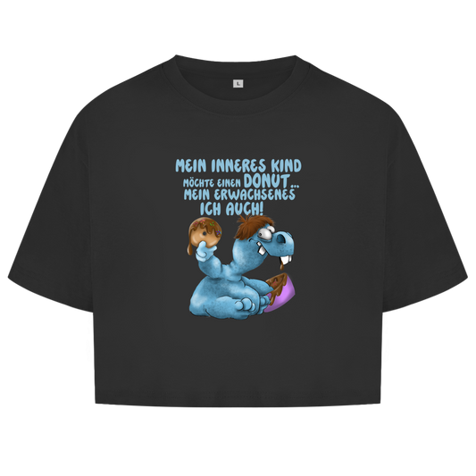 Damen Oversize Crop Top Mein inneres Kind möchte einen Donut... Design 1