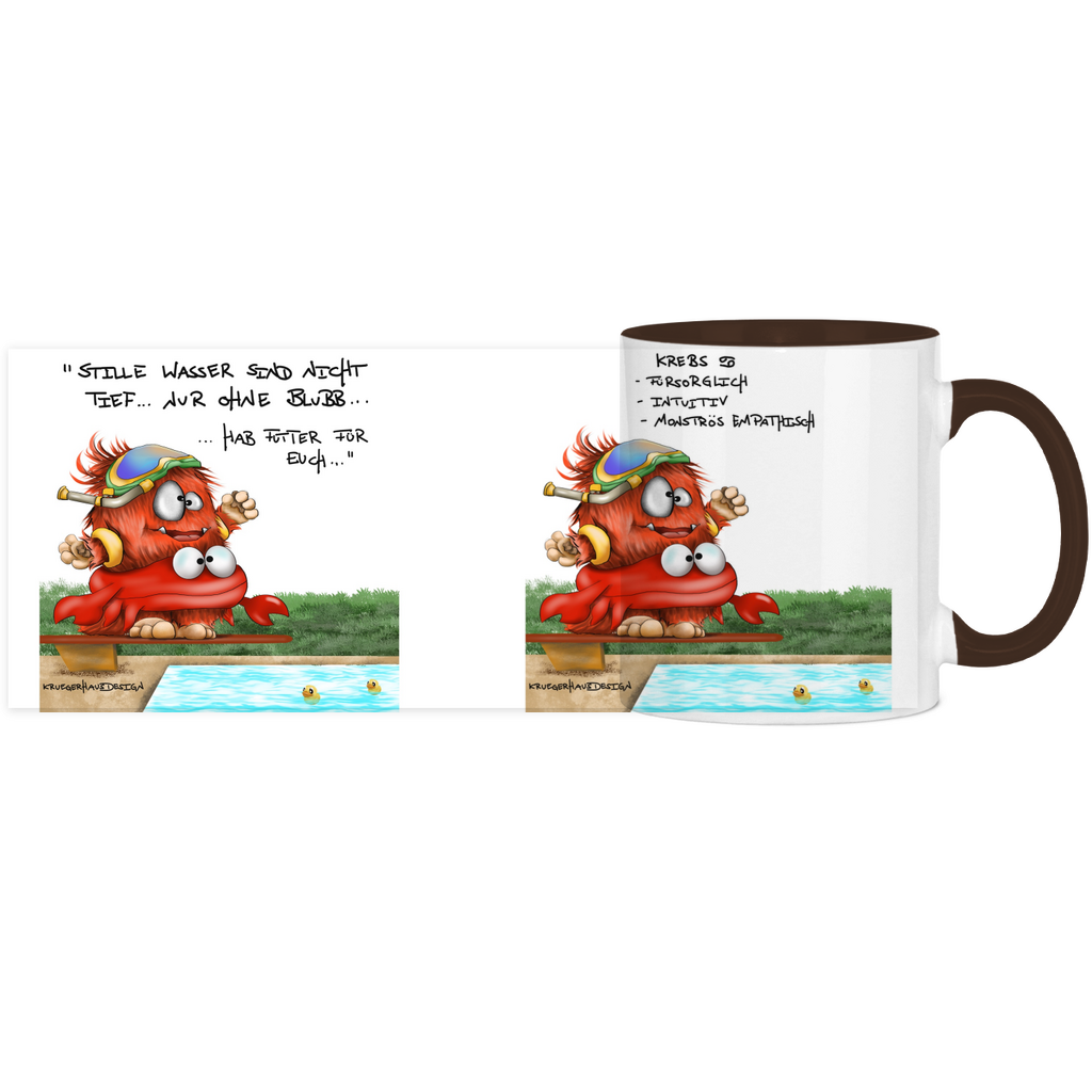 Tasse, Kaffeetasse Kruegerhausdesign Sternzeichen Krebs Monster, zweifarbig