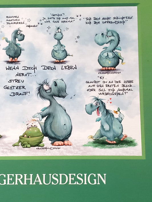 Puzzle 500 Teile Kruegerhausdesign Monster Olli mit Sprüchen grün 49x36cm