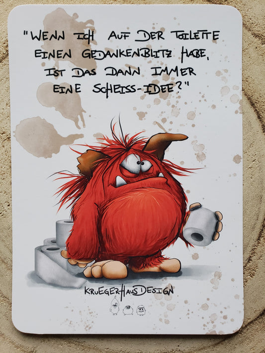 Postkarte Monster Kruegerhausdesign " Wenn ich auf der Toilette..."