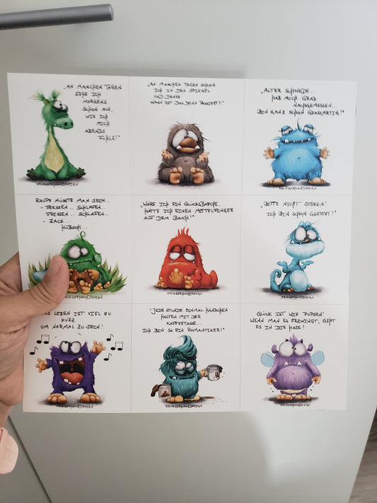 Magnet Block, 9x Magnete, Sprüche und Monster Kruegerhausdesign Block Nummer 4