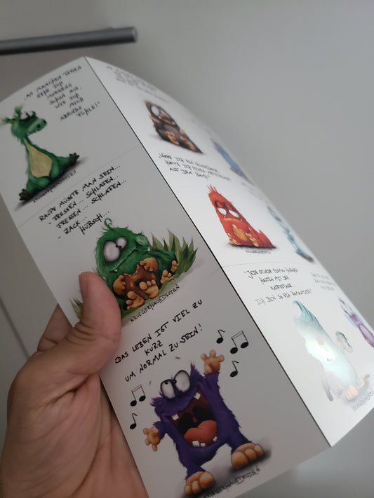 Magnet Block, 9x Magnete, Sprüche und Monster Kruegerhausdesign Block Nummer 4