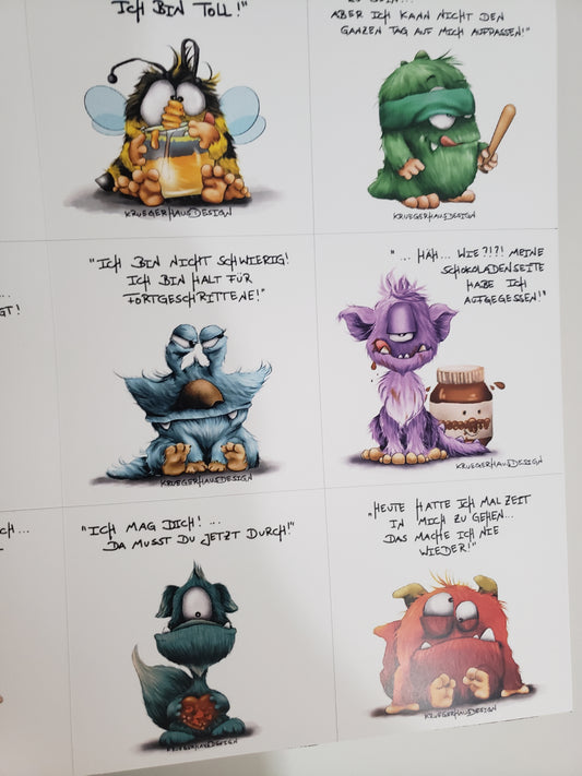 Magnet Block, 9x Magnete, Sprüche und Monster Kruegerhausdesign Block Nummer 5