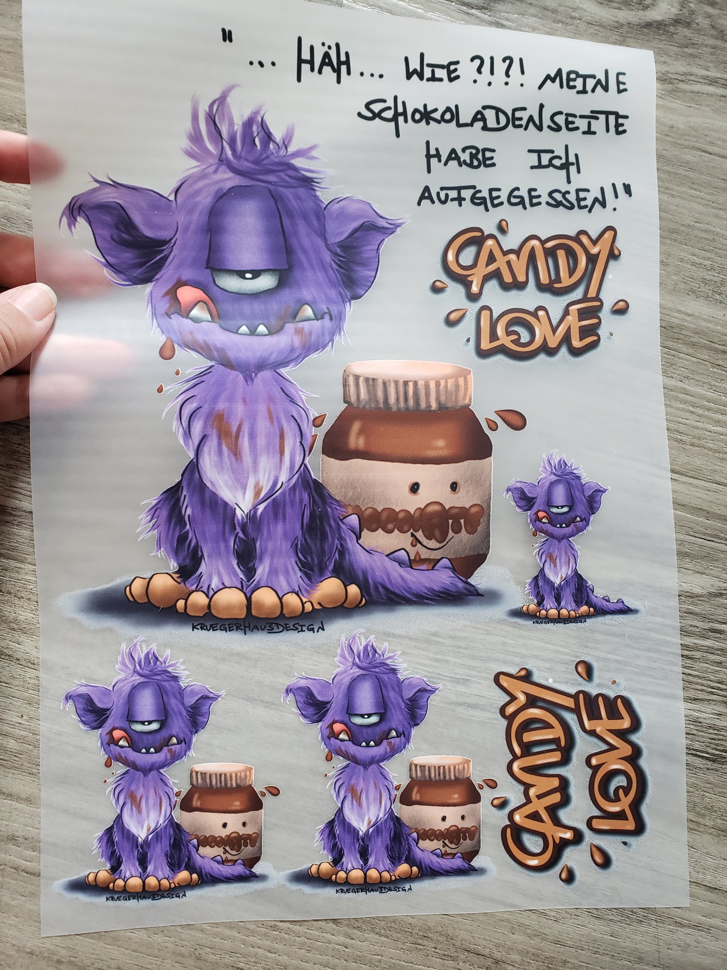 A4 Bügelbild Kruegerhausdesign "Meine Schokoladenseire..." mit Liebe illustriert