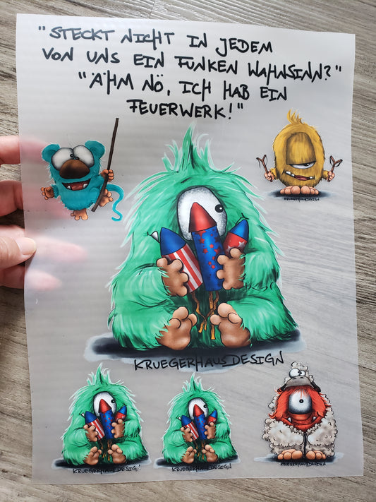 A4 Bügelbild Kruegerhausdesign Monster, "steckt nicht in jedem..." mit Liebe illustriert