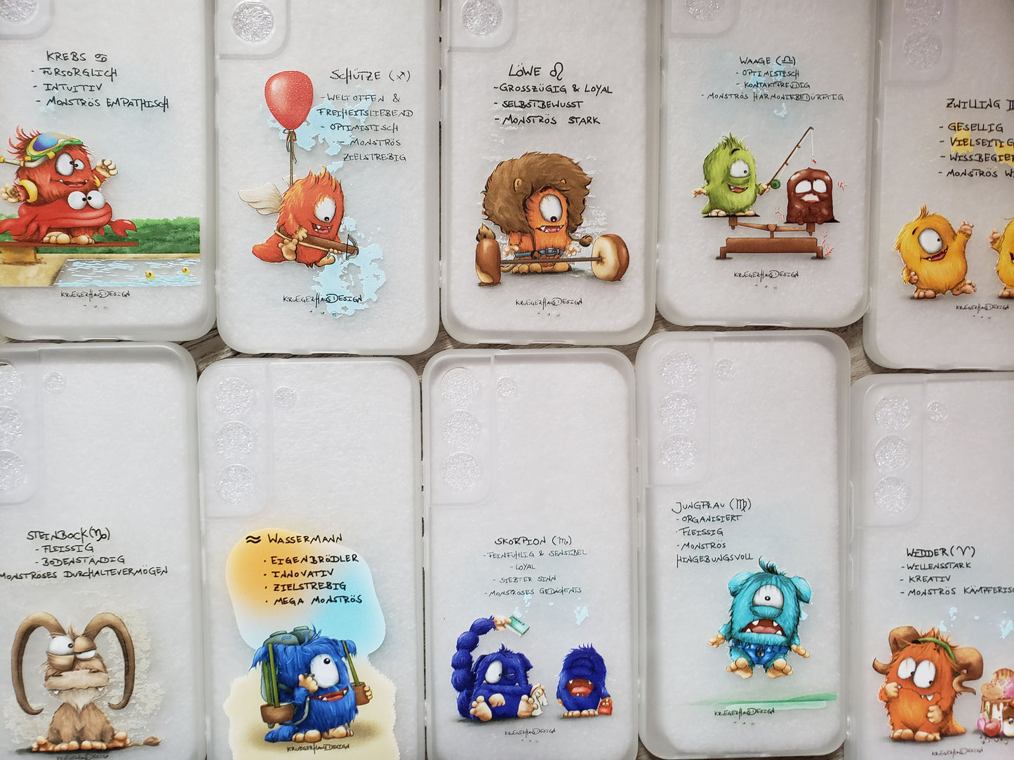 Muster Flexi Case Handyhülle für Galaxy S22plus Sternzeichen Widder Löwe