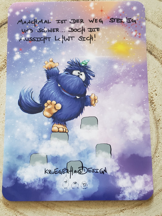 Postkarte Monster Kruegerhausdesign Einhorn "Manchmal ist der Weg steinig..."