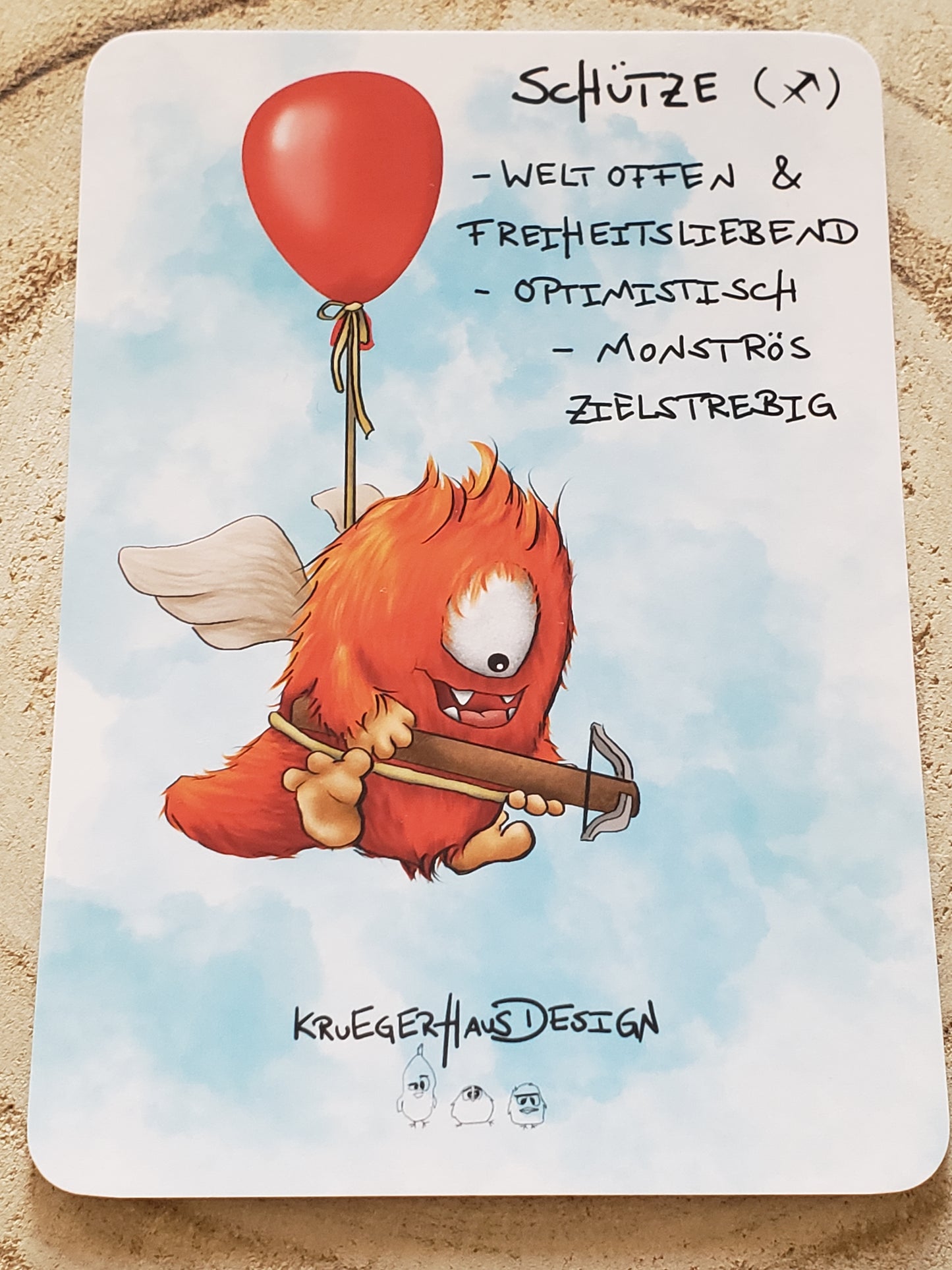 Postkarte Monster Kruegerhausdesign Schütze Thema 2 Stück