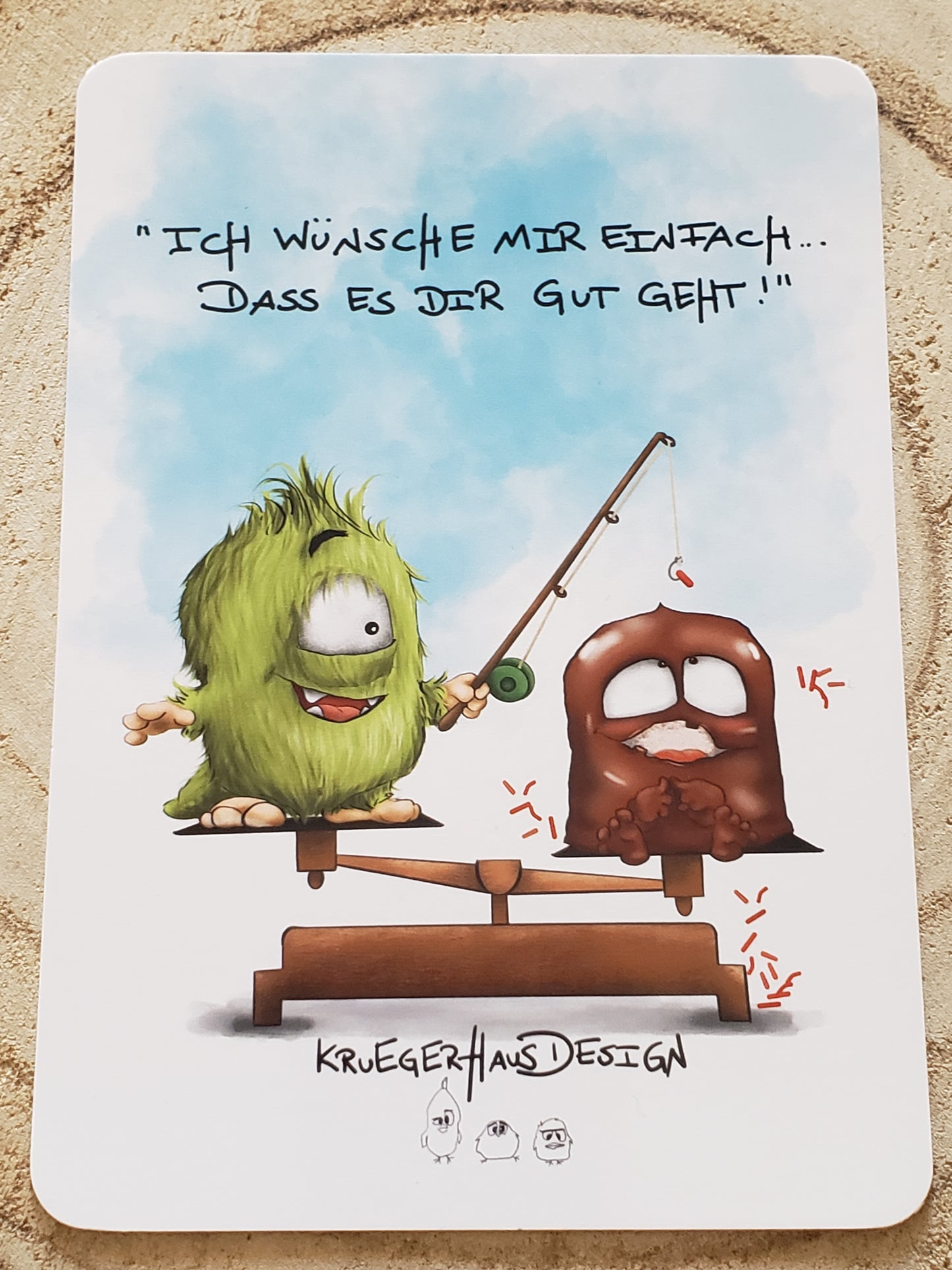 Postkarte Monster Kruegerhausdesign Waage Thema 2 Stück