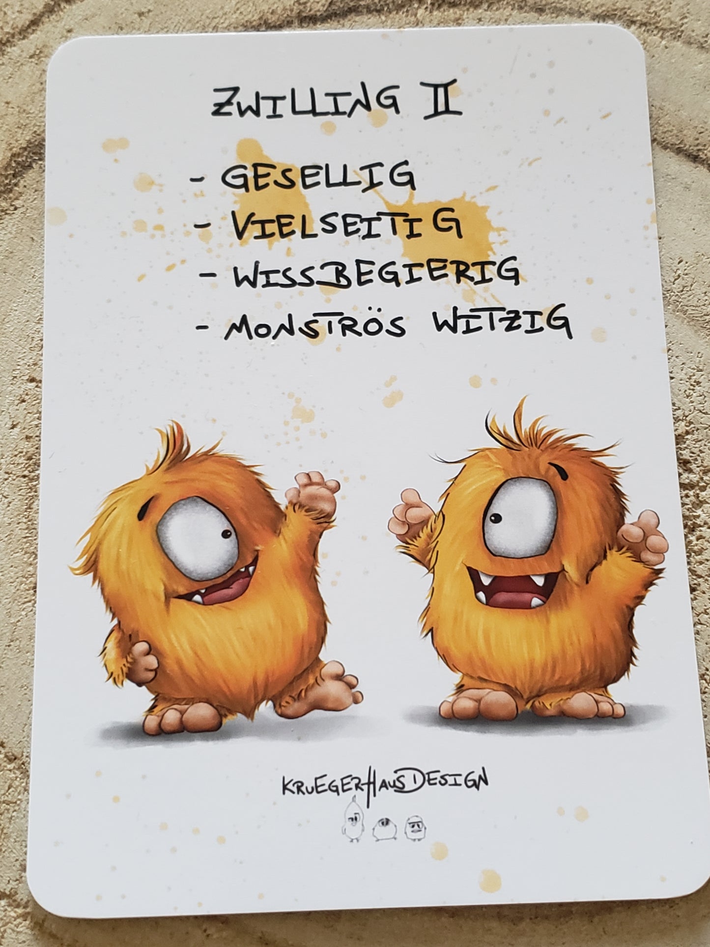 Postkarte Monster Kruegerhausdesign Zwilling Thema 2 Stück