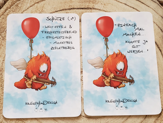 Postkarte Monster Kruegerhausdesign Schütze Thema 2 Stück