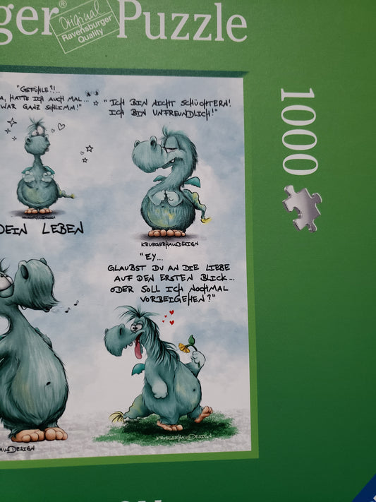 Puzzle 1000 Teile Kruegerhausdesign Monster Olli Sprüche grün 70x50cm