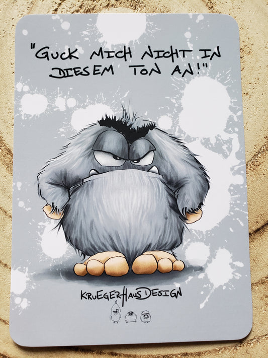 Postkarte Monster Kruegerhausdesign "Guck mich nicht..."