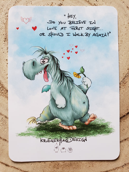 Postkarte Monster Kruegerhausdesign "Hey, Do you believe in Love.."