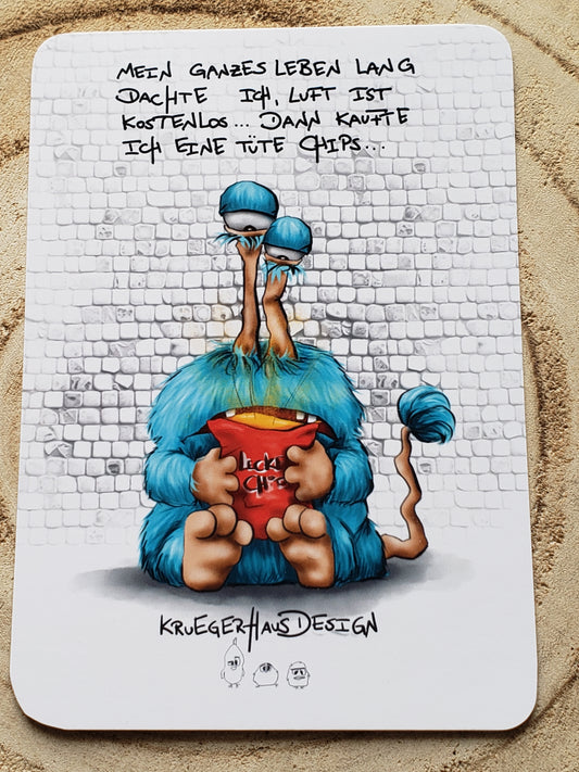 Postkarte Monster Kruegerhausdesign "Mein ganzes Leben lang dachte ich, Luft ist kostenlos..."