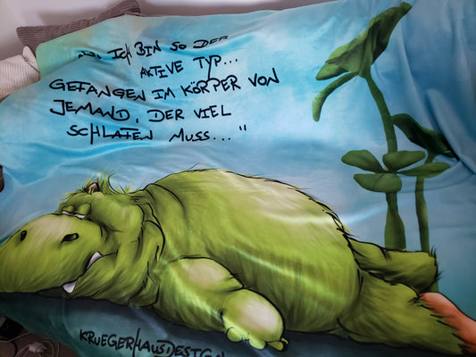 Premium Kuscheldecke, superweich, 150 x 200cm, Kruegerhausdesign Monster, Ich bin so der aktive Typ...