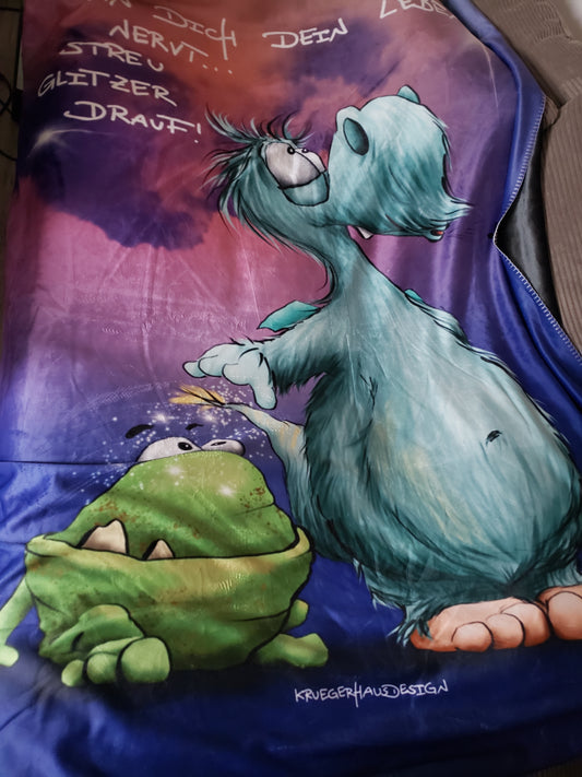 Premium Kuscheldecke, superweich, 150 x 200cm, Kruegerhausdesign Monster, Wenn dich dein Leben nervt...
