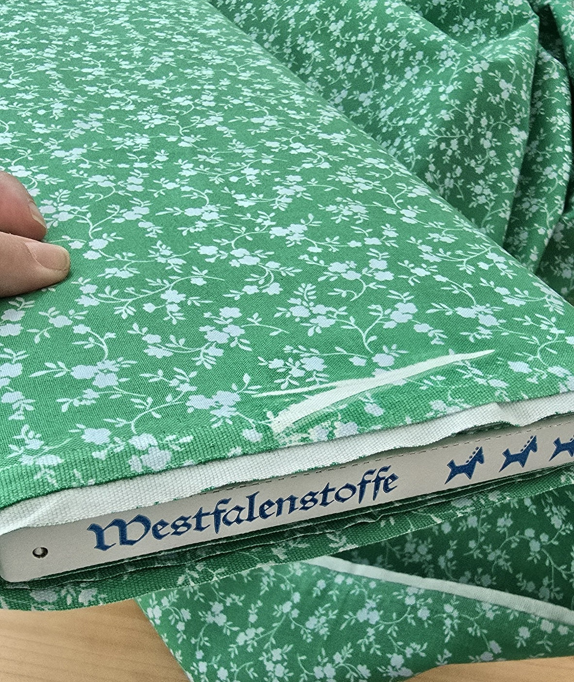 0,5m ,Westfalenstoffe Baumwolle, grün hellblau, Mille Fleurs Organic Cotton