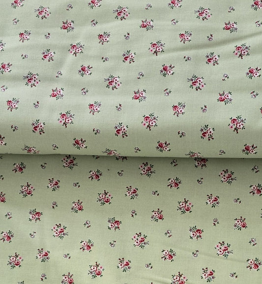 0,5m ,Westfalenstoffe Baumwolle, lindgrün, Blumen Bouquet, Prinzessin,Organic Cotton