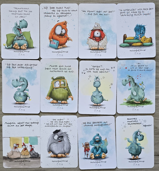 Postkarten Set Monster Kruegerhausdesign Februar 2024, 12 Postkarten