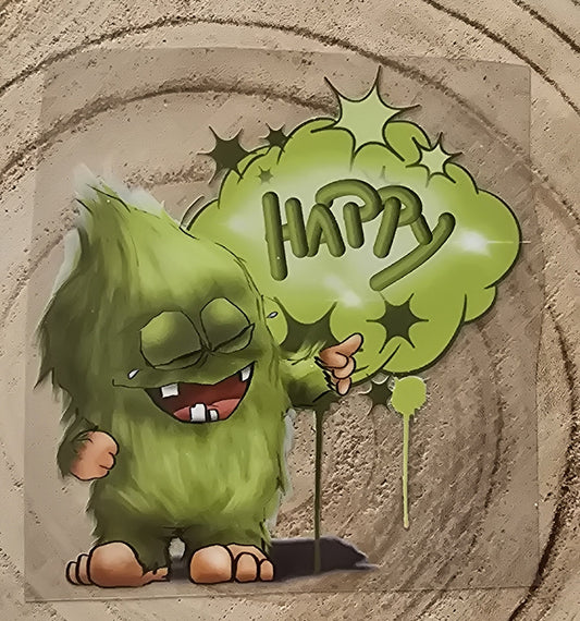 Rub on, UV Folienaufkleber, Monster, Happy