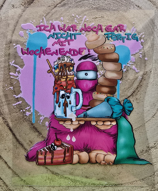 Rub on, UV Folienaufkleber, Monster, Ich war noch gar nicht fertig mit Wochenende!