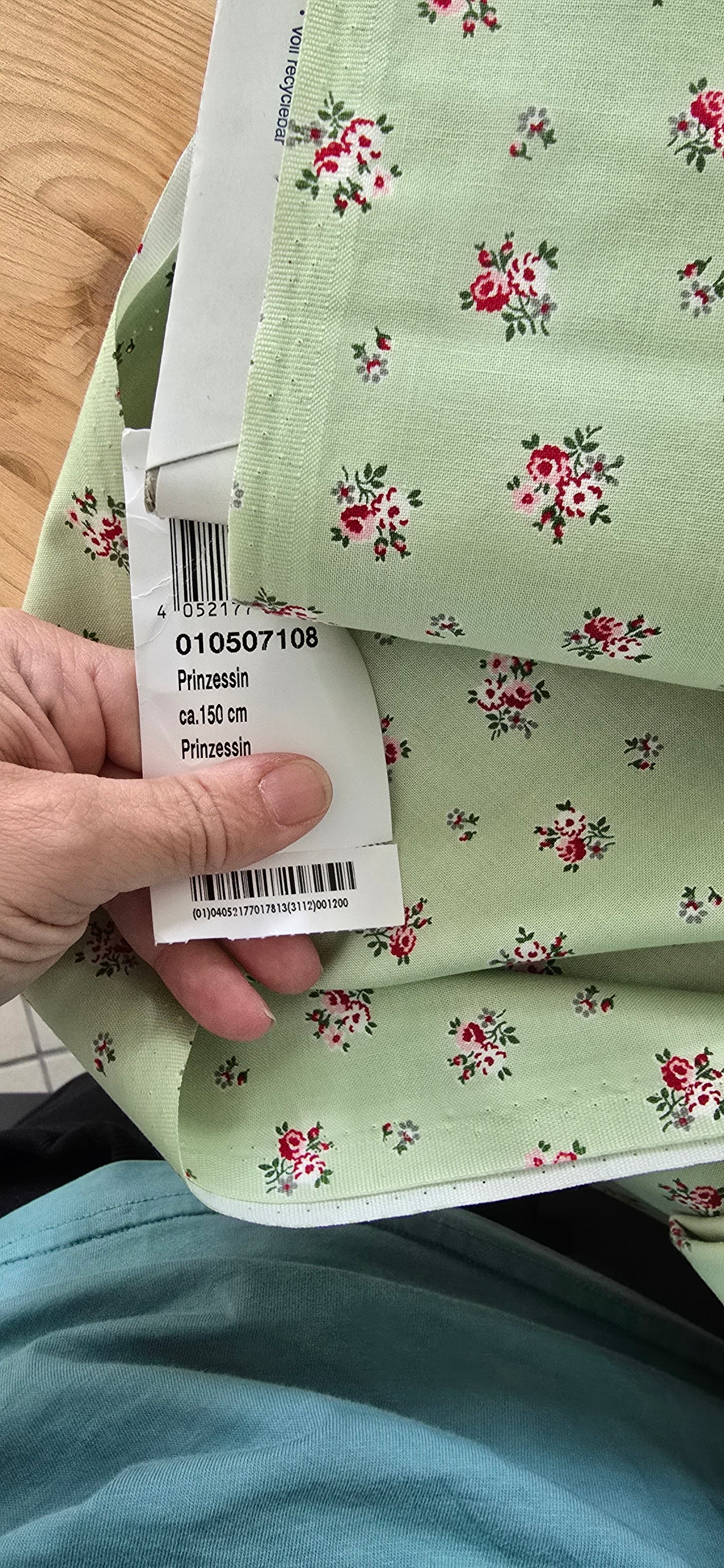 0,5m ,Westfalenstoffe Baumwolle, lindgrün, Blumen Bouquet, Prinzessin,Organic Cotton