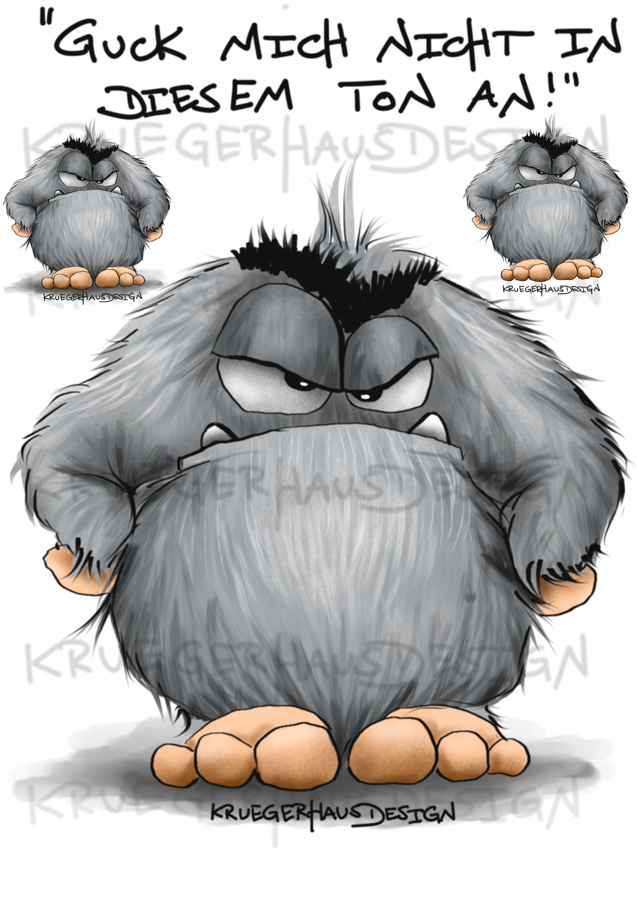 A4 Bügelbild Kruegerhausdesign Monster mit Spruch, Guck mich nicht in diesem Ton an! #202