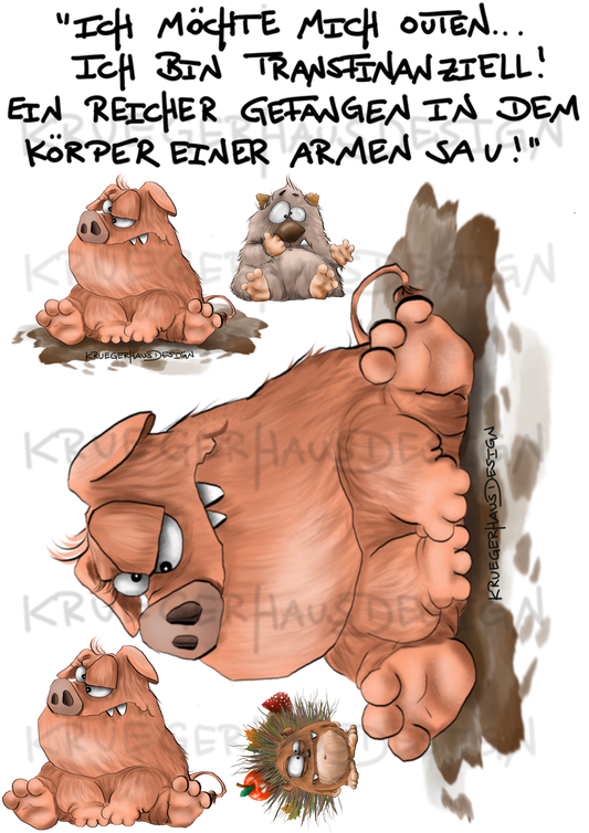 A4 Bügelbild Kruegerhausdesign Monster mit Spruch,Ich möchte mich outen... #212