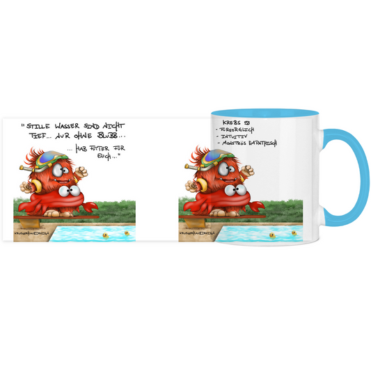 Tasse, Kaffeetasse Kruegerhausdesign Sternzeichen Krebs Monster, zweifarbig