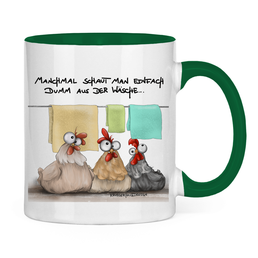 Tasse zweifarbig Manchmal schaut man einfach dumm aus der Wäsche...