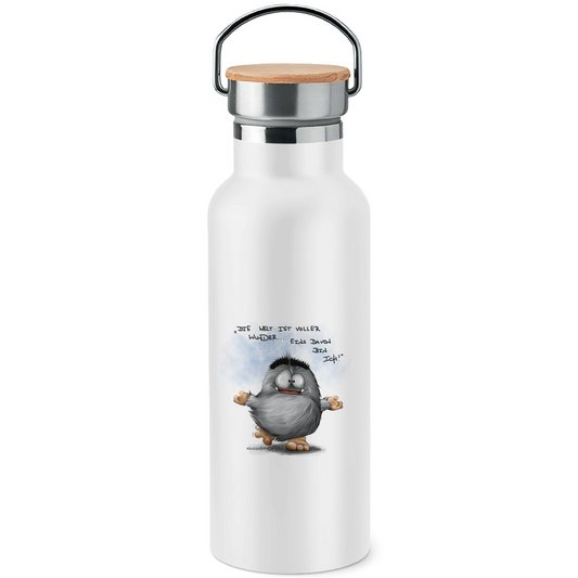 Edelstahl-Trinkflasche mit Bambusdeckel Die Welt ist voller Wunder... Eins davon bin ich!