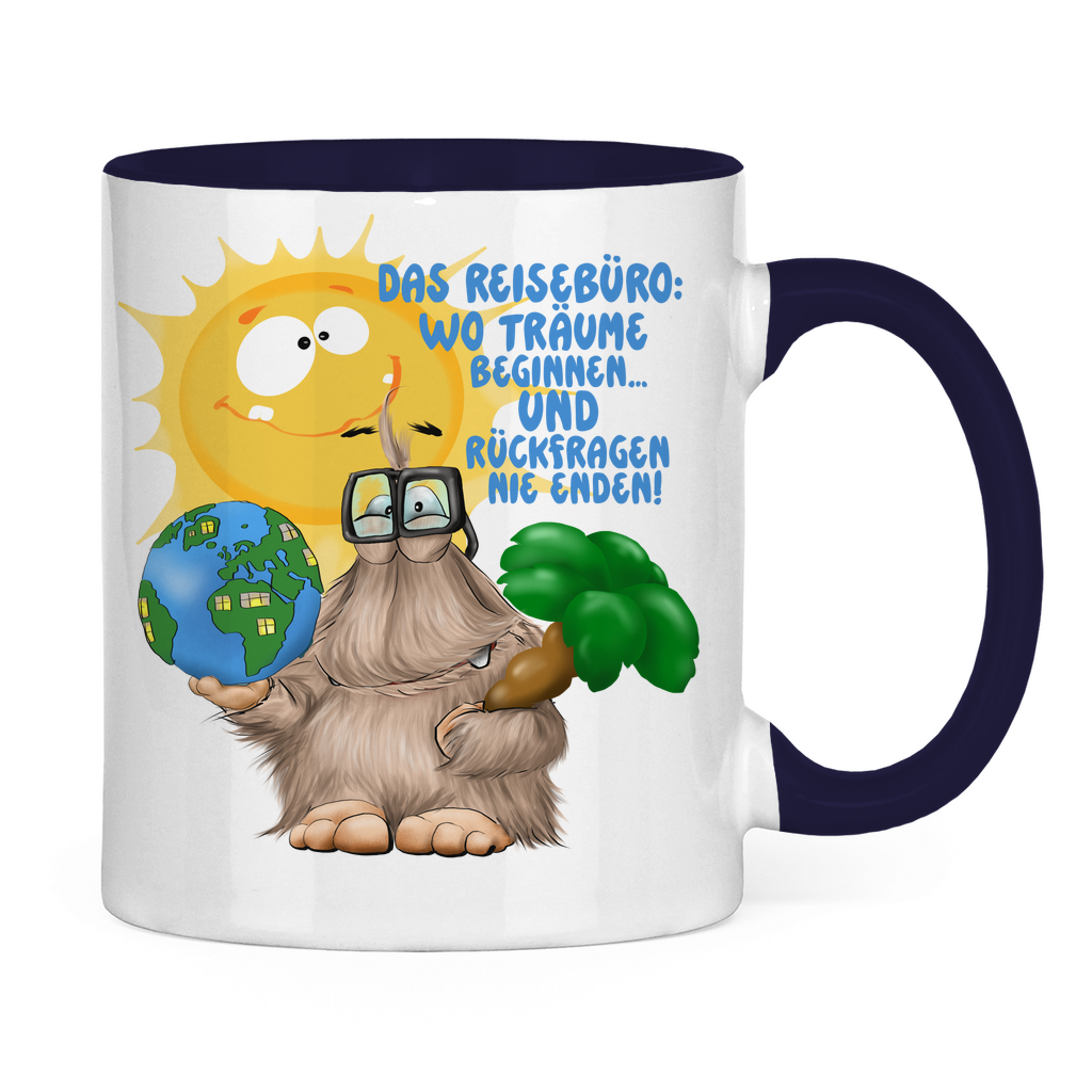 Tasse zweifarbig Das Reisebüro: Wo Träume beginnen und Rückfragen nie enden!