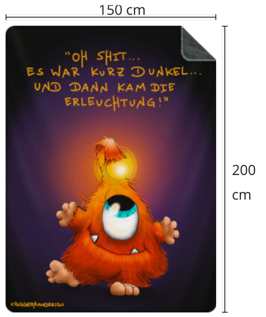 Premium Kuscheldecke, superweich, 150 x 200cm, Kruegerhausdesign Monster, Oh Shit, es war kurz dunkel…