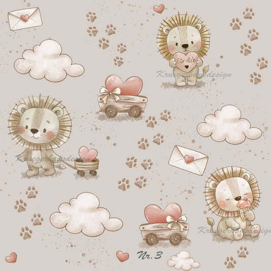 Liebevoll handgezeichnetes Stoffdesign – digitaler Download, LoveLeo3